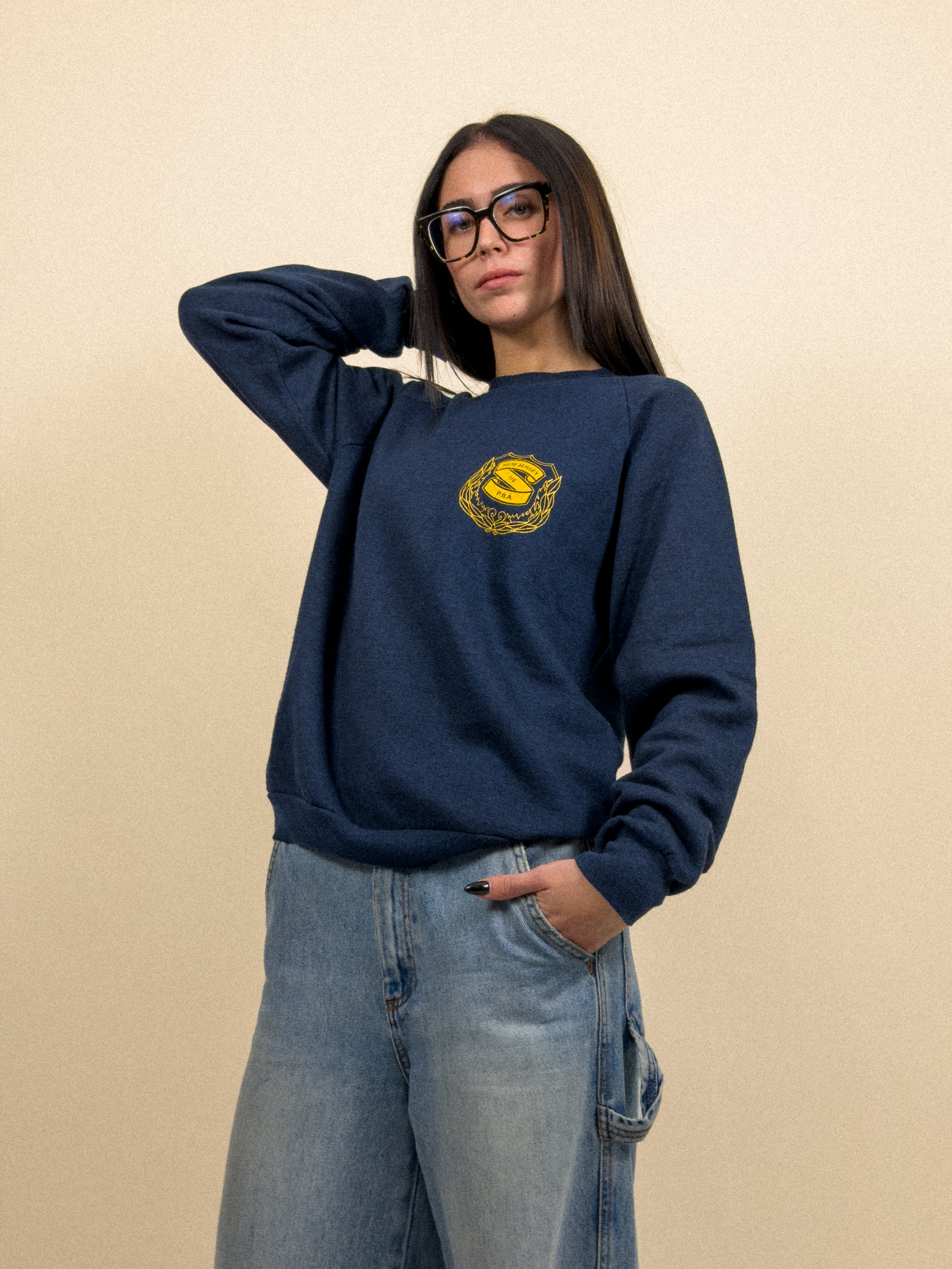 Police Sweatshirt Blue 90s | Size S | Vintage