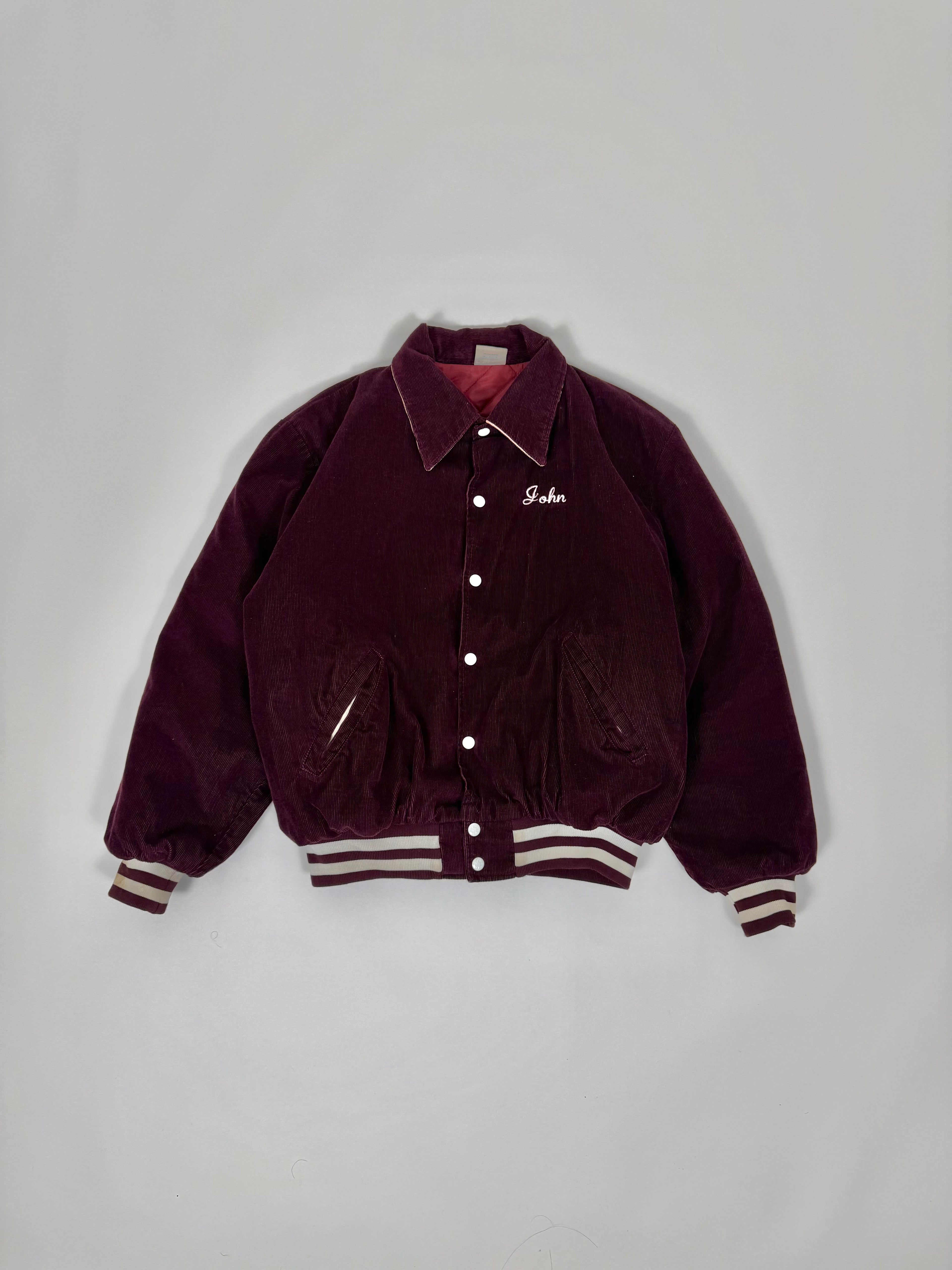 Corduroy Baseball Jacket Bordeaux 80s | Size XL | Vintage