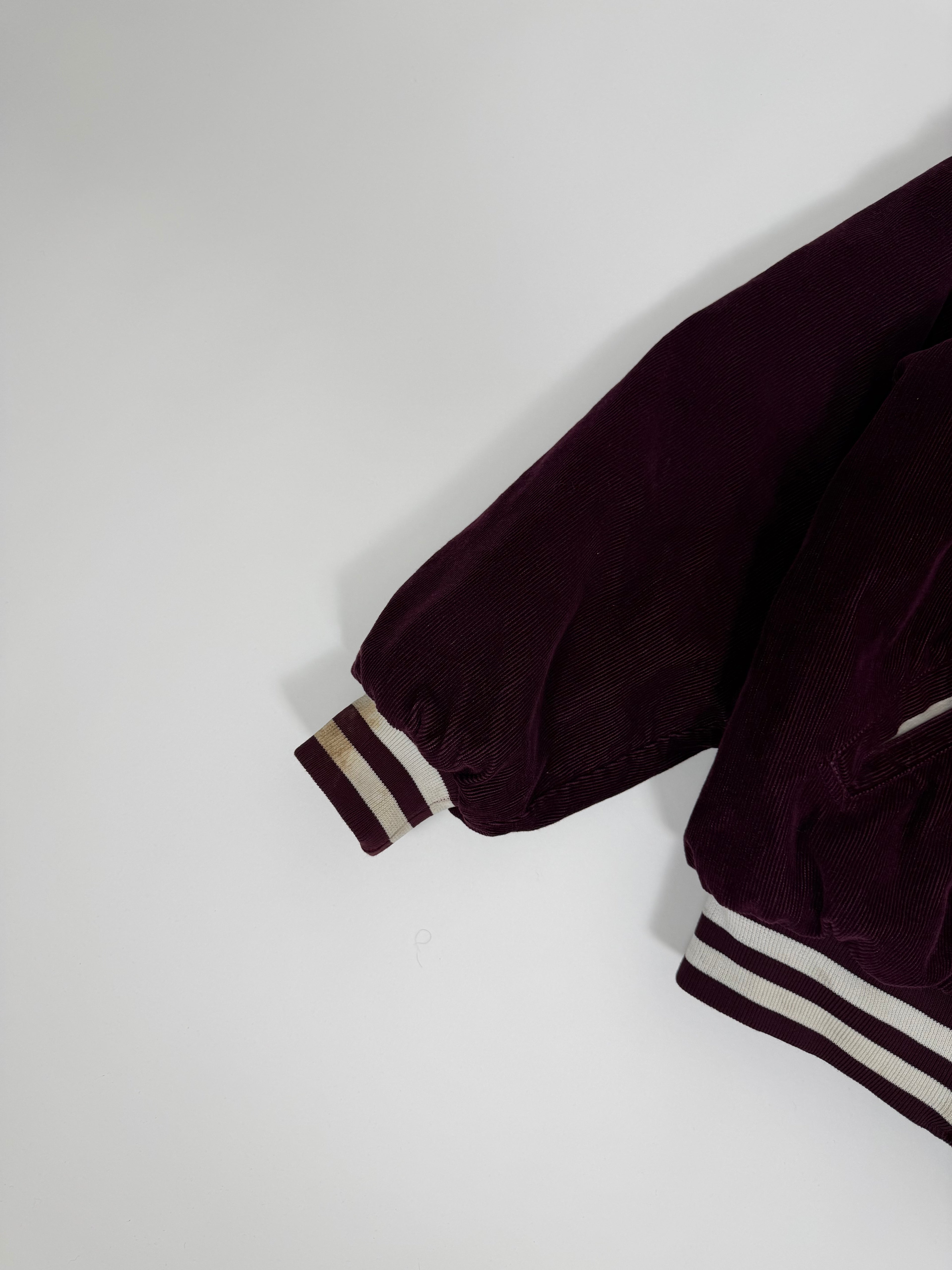 Corduroy Baseball Jacket Bordeaux 80s | Size XL | Vintage