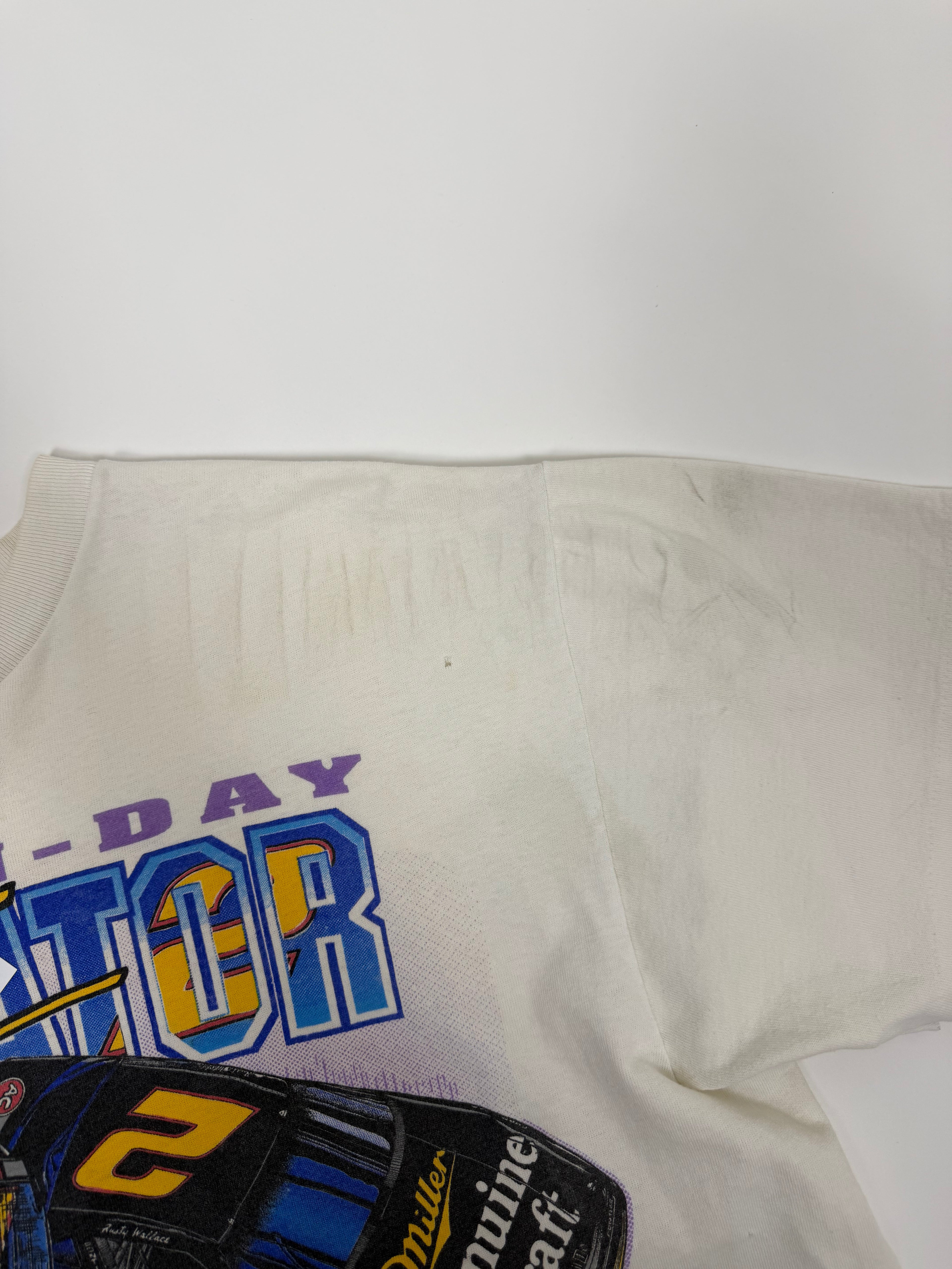 Nascar T-shirt White 80s | Size L | Vintage